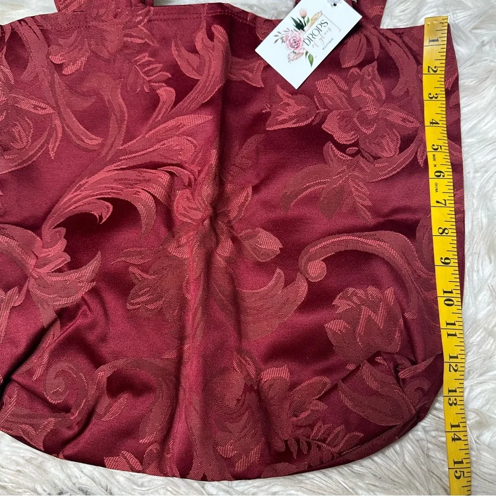 Nwt handmade reversible canvas tote burgundy damask‎ jacquard woven Y2K style